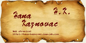 Hana Kaznovac vizit kartica